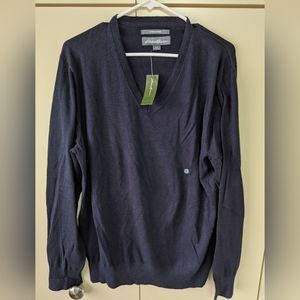 Eddie Bauer Navy Cashmere V-neck Sweater